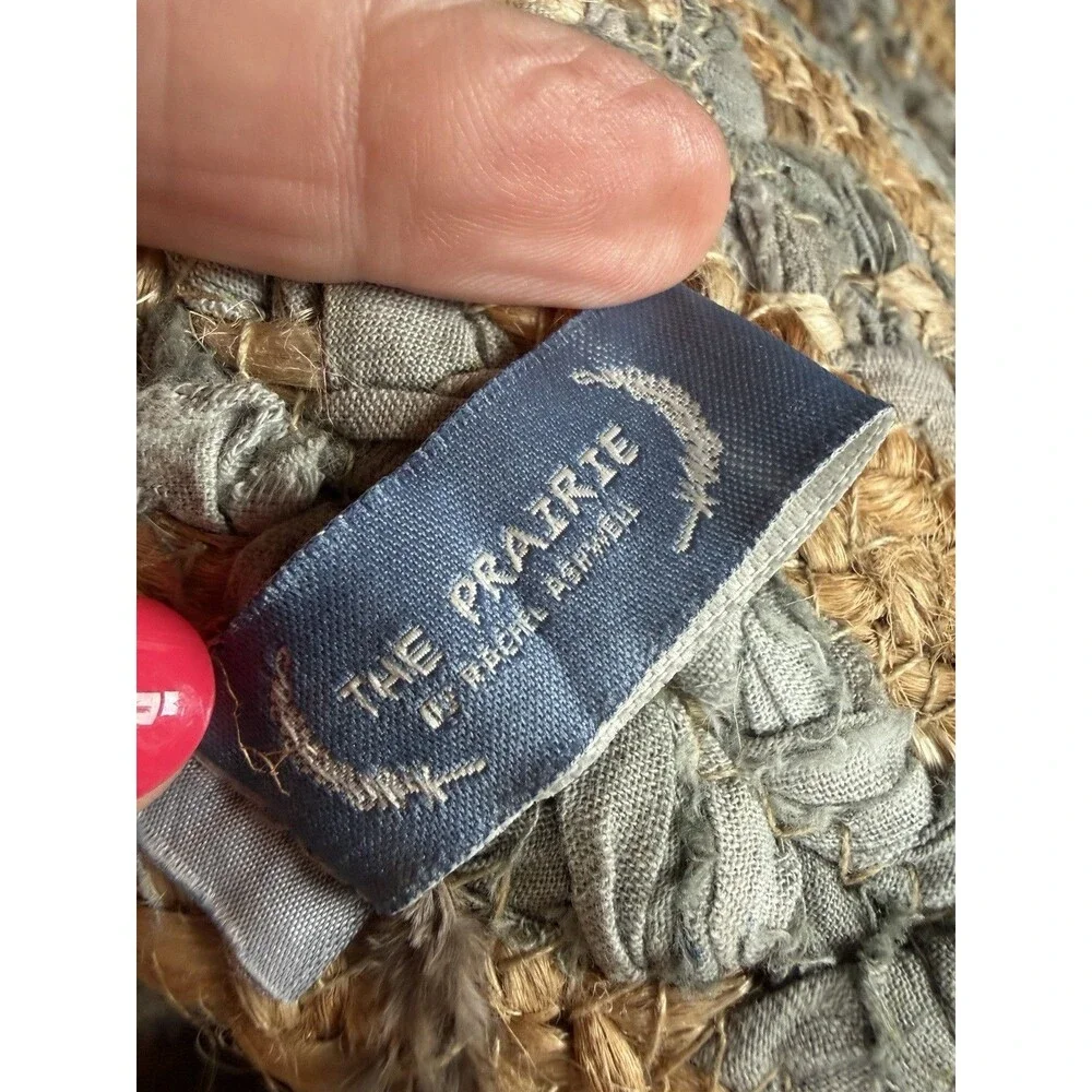 THE PRAIRIE Rachel Ashwell Cottage Core Farmhouse Jute/Blue Placemats Set Of 8 - Picture 4 of 5